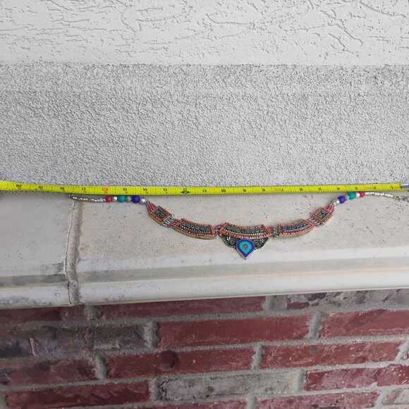 Handmade Tibetan Silver Turquoise Coral Lapis Lazuli Necklace Tribal - Picture 6 of 10